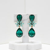 CUBIC ZIRCONIA COLLECTION - CRYSTAL DROP EARRINGS - CZER793 EMERALD