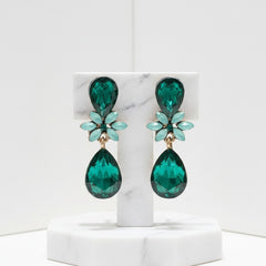 CUBIC ZIRCONIA COLLECTION - CRYSTAL DROP EARRINGS - CZER793 EMERALD