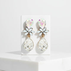 CUBIC ZIRCONIA COLLECTION - CRYSTAL DROP EARRINGS - CZER793 AB CRYSTAL