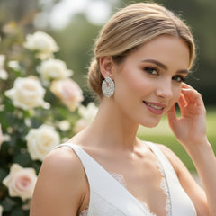 CUBIC ZIRCONIA COLLECTION - STARLET GLAM EARRINGS - CZER794 SILVER
