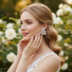 CUBIC ZIRCONIA COLLECTION - HOLLYWOOD ORCHID STATEMENT EARRINGS - CZER795 PINK