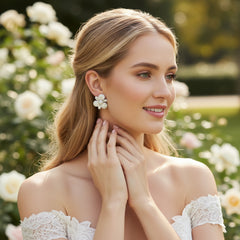 CUBIC ZIRCONIA COLLECTION - HOLLYWOOD ORCHID STATEMENT EARRINGS - CZER795 SILVER