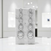 CUBIC ZIRCONIA COLLECTION - CRYSTAL DROP EARRINGS - CZER796 SILVER