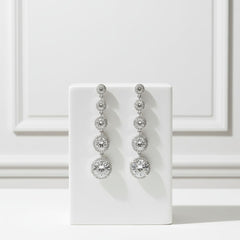 CUBIC ZIRCONIA COLLECTION - CRYSTAL DROP EARRINGS - CZER796 SILVER