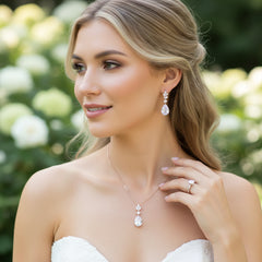 CUBIC ZIRCONIA COLLECTION - SIMPLY SPARKLE NECKLACE SET - CZNK241 SILVER