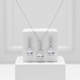 CUBIC ZIRCONIA COLLECTION - SIMPLY SPARKLE NECKLACE SET - CZNK241 SILVER