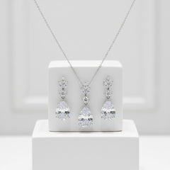 CUBIC ZIRCONIA COLLECTION - SIMPLY SPARKLE NECKLACE SET - CZNK241 SILVER