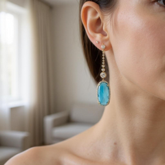 CUBIC ZIRCONIA COLLECTION - STARLET GLAM EARRINGS - CZER799 GOLD