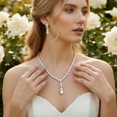 CUBIC ZIRCONIA COLLECTION - DAINTY DROP NECKLACE SET - CZNK160