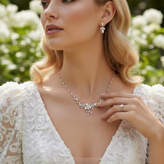 CUBIC ZIRCONIA COLLECTION - EXQUISITE PEARL NECKLACE SET - CZNK161