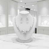 CUBIC ZIRCONIA COLLECTION - EXQUISITE PEARL NECKLACE SET - CZNK161