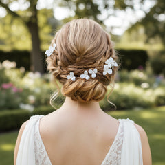 ATHENA COLLECTION - CHIC FLOWER HAIR PIN SET - PIN62 SILVER