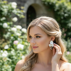 ATHENA COLLECTION - EXQUISITE FLOWER EARRINGS - CZER649 - SILVER
