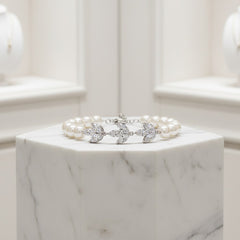 CUBIC ZIRCONIA CRYSTALS - GATSBY DIVINE PEARL BRACELET -BR136