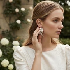 ATHENA COLLECTION - STARLET PEARL EARRINGS - CZER653 SILVER