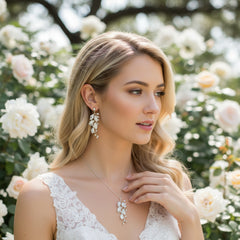 ATHENA COLLECTION - DIVINE LEAF NECKLACE SET - CZNK163 SILVER