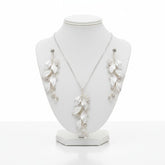 ATHENA COLLECTION - DIVINE LEAF NECKLACE SET - CZNK163 SILVER