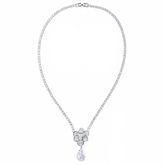 CUBIC ZIRCONIA COLLECTION - VINTAGE INSPIRED NECKLACE SET - CZNK246 SILVER
