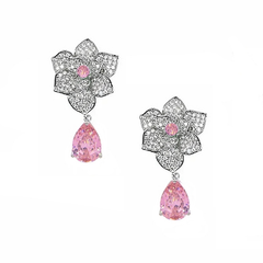 CUBIC ZIRCONIA COLLECTION - VINTAGE INSPIRED NECKLACE SET - CZNK246 PINK