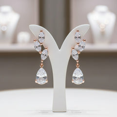 CUBIC ZIRCONIA COLLECTION - DAINTY ELEGANCE EARRINGS - CZER663 ROSE GOLD