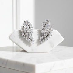CUBIC ZIRCONIA COLLECTION - VINTAGE VINE EARRINGS - CZER800 SILVER