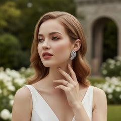 CUBIC ZIRCONIA COLLECTION - VINTAGE VINE EARRINGS - CZER800 SILVER