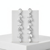 CUBIC ZIRCONIA COLLECTION - SPARKLE DROP EARRINGS - CZER801 SILVER