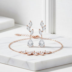 CUBIC ZIRCONIA COLLECTION - DAINTY ELEGANCE BRACELET SET - COLLECTION 2A ROSE GOLD