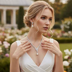 CUBIC ZIRCONIA COLLECTION - VINTAGE INSPIRED NECKLACE SET - CZNK248