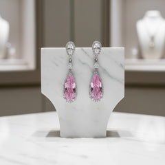 CUBIC ZIRCONIA COLLECTION - PINK SPARKLE EARRINGS - CZER809