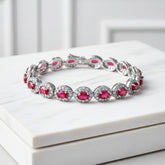 CUBIC ZIRCONA COLLECTION - STARLET BEJEWELLED BRACELET - BR158 FUCHSIA