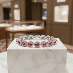 CUBIC ZIRCONA COLLECTION - STARLET BEJEWELLED BRACELET - BR158 FUCHSIA