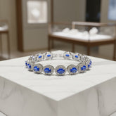 CUBIC ZIRCONA COLLECTION - STARLET BEJEWELLED BRACELET - BR158 SAPPHIRE BLUE