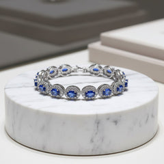 CUBIC ZIRCONA COLLECTION - STARLET BEJEWELLED BRACELET - BR158 SAPPHIRE BLUE