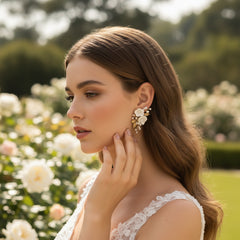 ATHENA COLLECTION - DIVINE FLOWER EARRINGS -CZER810 GOLD