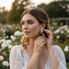 ATHENA COLLECTION - DIVINE FLOWER EARRINGS -CZER810 GOLD