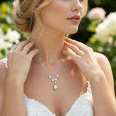 CUBIC ZIRCONIA COLLECTION - ENCHANTMENT PEARL SET - CZNK250 SILVER