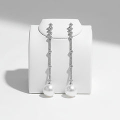 CUBIC ZIRCONIA COLLECTION - STATEMENT DROP EARRINGS - CZER812 SILVER