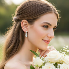 CUBIC ZIRCONIA COLLECTION - CRYSTAL TREASURE EARRINGS - CZER813SILVER