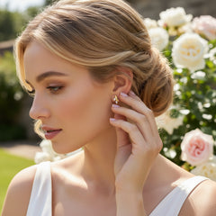 CUBIC ZIRCONIA COLLECTION - DAINTY SPARKLE EARRINGS - CZER815 GOLD