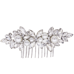 ATHENA COLLECTION - DAINTY VINTAGE PEARL COMB - HC298 SILVER