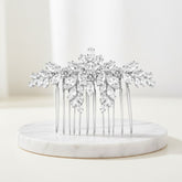 CUBIC ZIRCONIA COLLECTION - VINTAGE LUXE HAIR COMB - HC301 SILVER