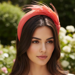 ATHENA COLLECTION - LUXE FEATHER HEADBAND - CORAL