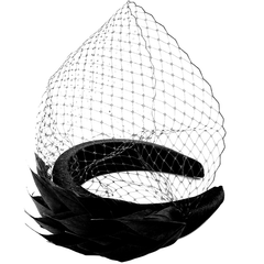 ATHENA COLLECTION - BIRDCAGE VEIL FASCINATOR - BLACK