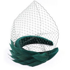 ATHENA COLLECTION - BIRDCAGE VEIL FASCINATOR - EMERALD