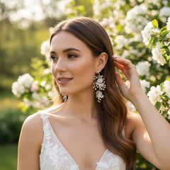 ATHENA COLLECTION - CAPTIVATING PEARLS OF ELEGANCE EARRINGS - CZER823 SILVER