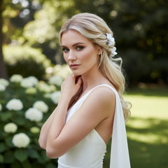 ATHENA COLLECTION - EXQUISITE FLORAL HAIR PINS - PIN80 SILVER