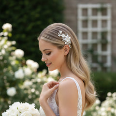 ATHENA COLLECTION - DAINTY FLOWER HAIR CLIP - CLIP774 SILVERGOLD