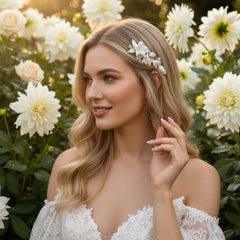 ATHENA COLLECTION - DAINTY FLOWER HAIR CLIP - CLIP774 SILVERGOLD