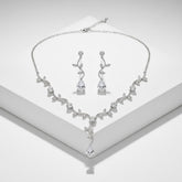 ATHENA COLLECTION - VINTAGE VINE NECKLACE SET - CZNK257 SILVER